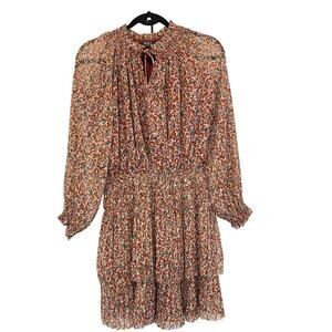 Reset Women's Pleated Fit & Flare Puffer Sleeves Dress Size Medium